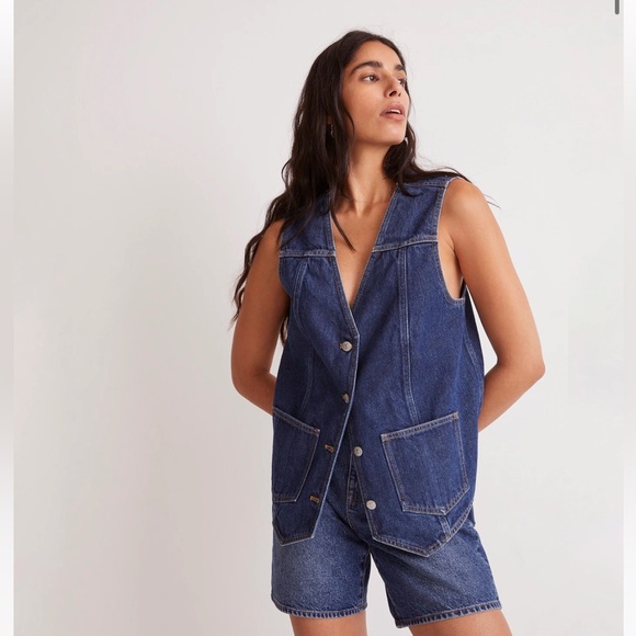 Madewell denim long vest size small - Picture 2 of 3